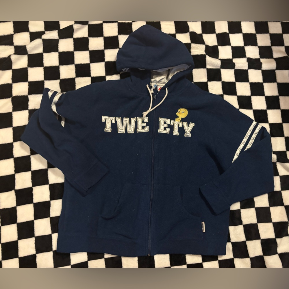Ladies size large tweedy bird zip sweater